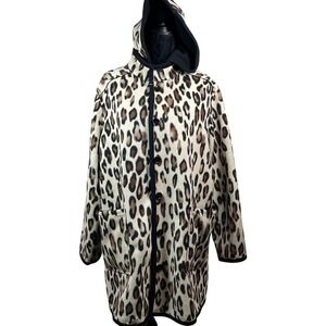 Susan Graver Weekend Reversible Hooded Coat Leopard Print Black Plus 1X NEW